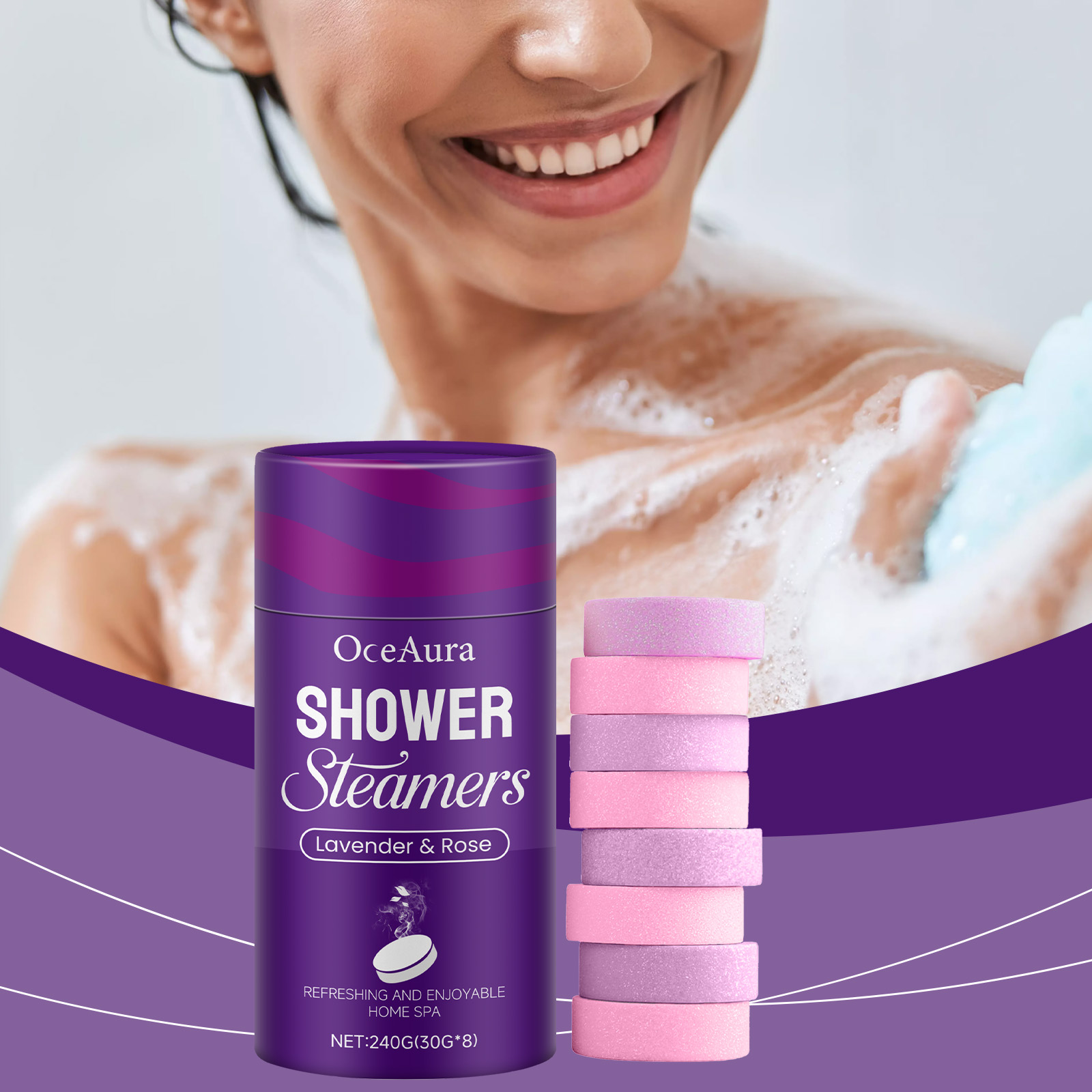 Shower Steamer Tablet - Роза Лаванда Ароматерапия Пароварки для душа